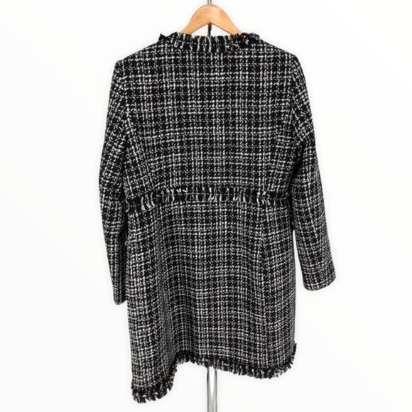 DKNY Black Long Tweed Topper Jacket - Picture 11 of 15
